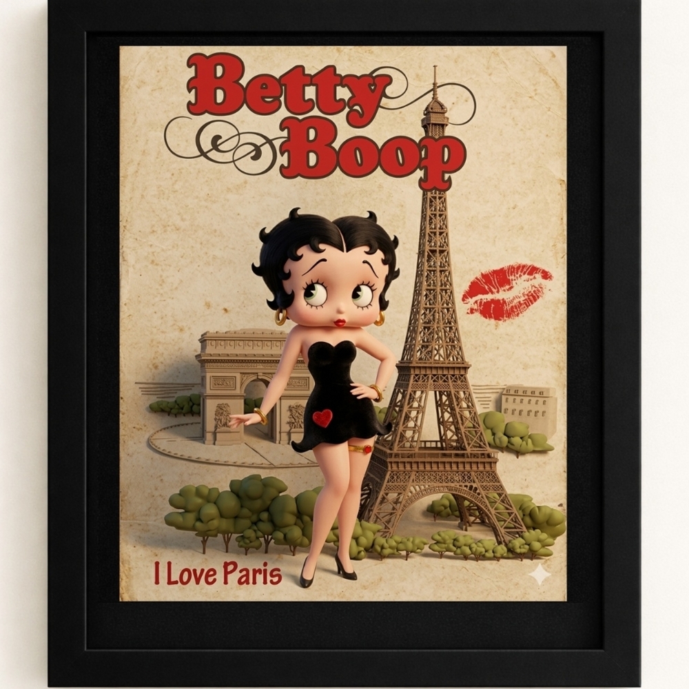 Betty Boop A.I. Art Print in Glass Front Frame 8x10